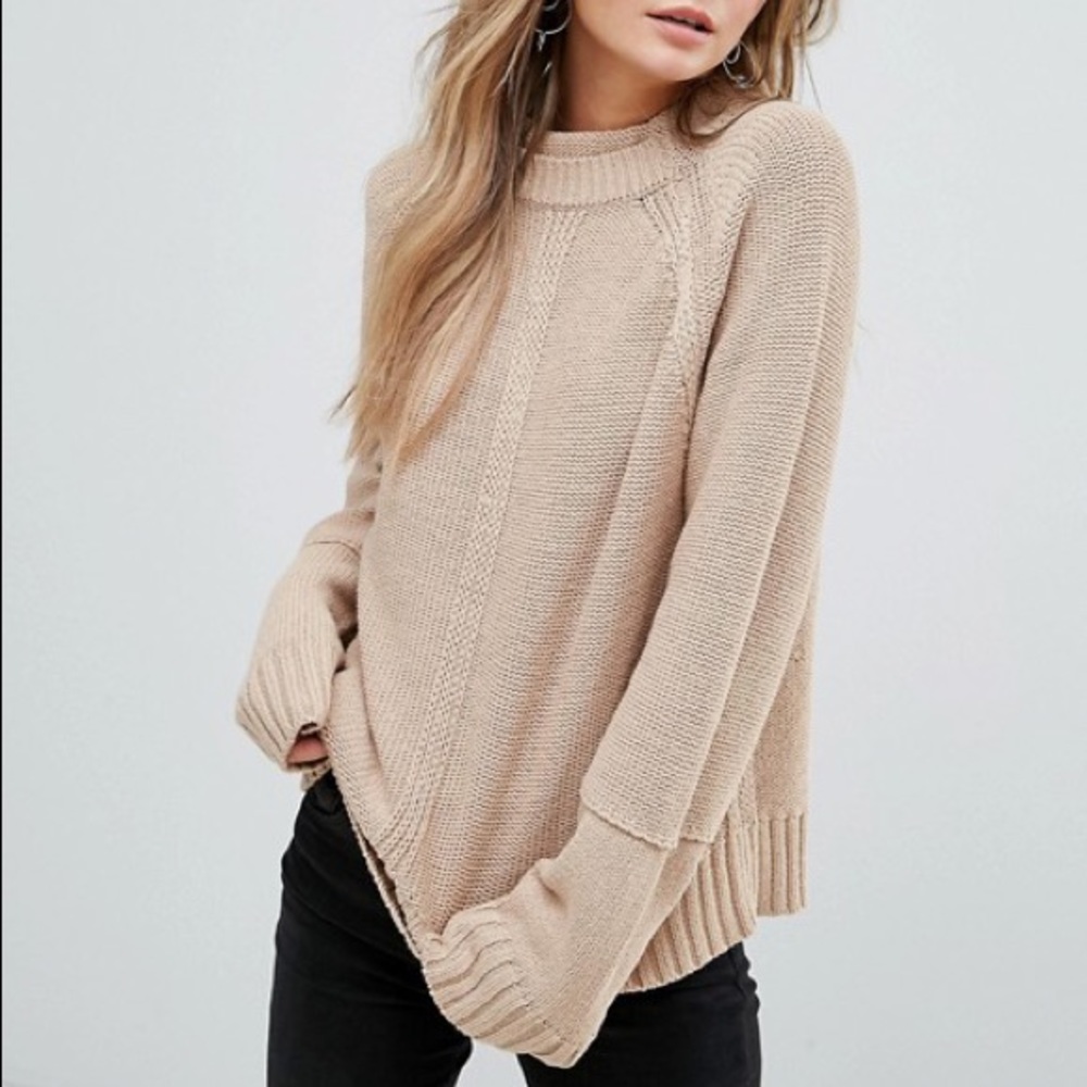 moon river // mock neck split back sweater